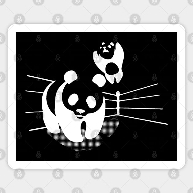 Wrestling Pandas Dark Sticker by dinarippercreations